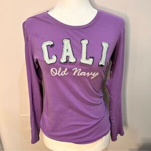 Old Navy “CALI” Purple Long Sleeve Graphic Tee – Size Medium